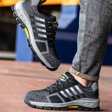 Steel Toe Shoes Lightweight Breathable Air Cushioned Indestructible Construction Industrial Work Safety Sneakers