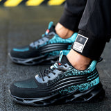 Steel Toe Wide Sneakers for Men Women Lightweight Safety Breathable Slip on Work Shoe