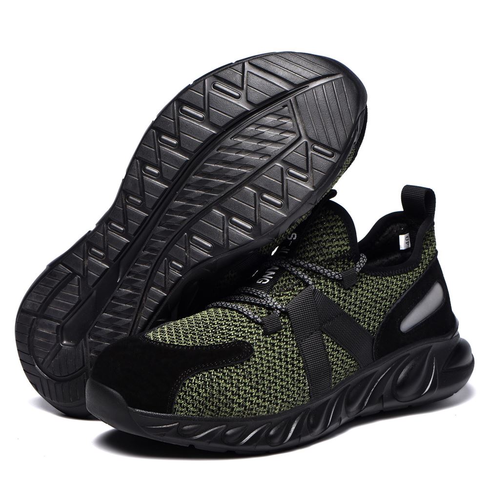 Steel Toe Indestructible Shoes Men Women Lightweight Puncture Resistant Breathable Safety Work Shoes Sneakers for Construction Working Green