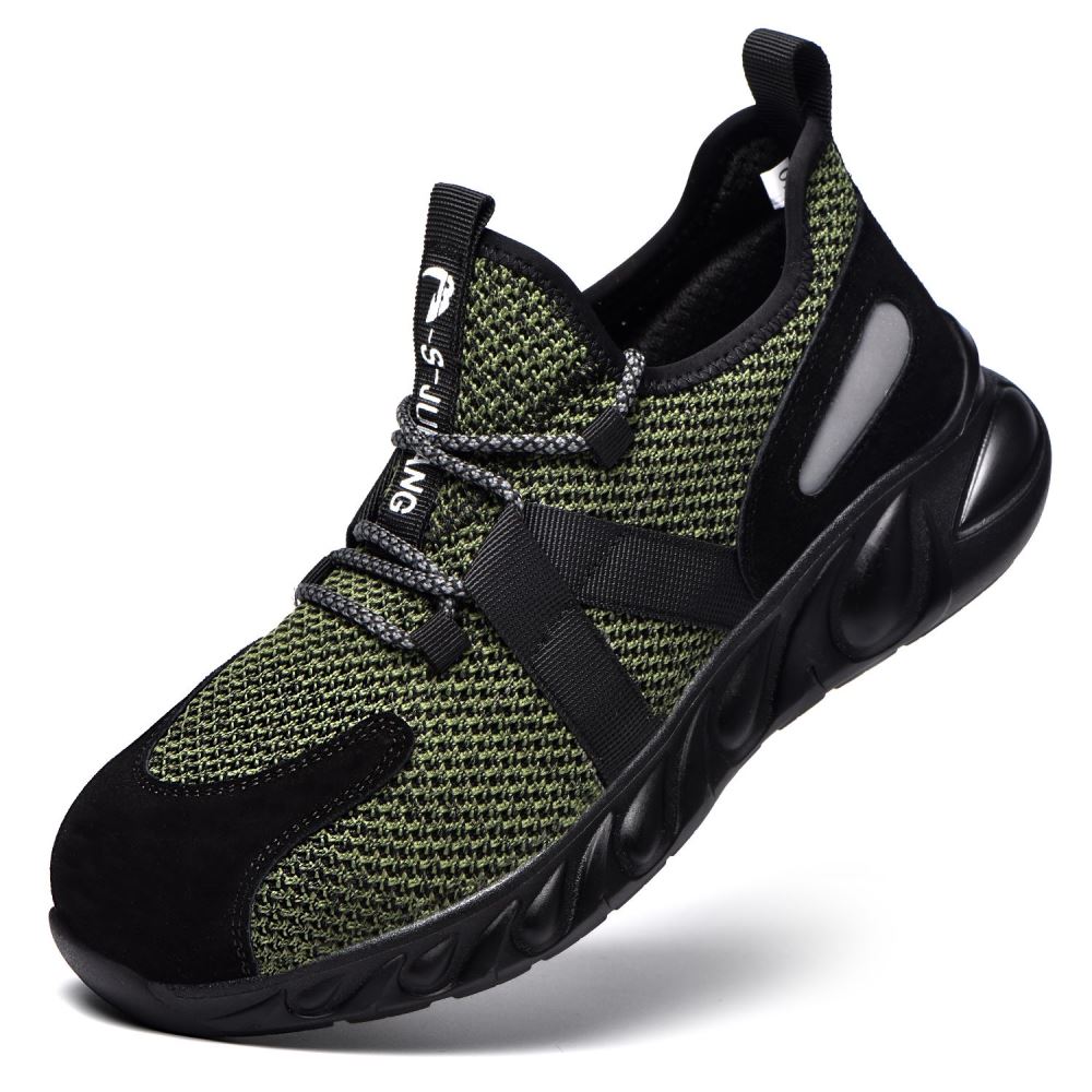 Steel Toe Indestructible Shoes Men Women Lightweight Puncture Resistant Breathable Safety Work Shoes Sneakers for Construction Working Green