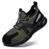 Steel Toe Indestructible Shoes Men Women Lightweight Puncture Resistant Breathable Safety Work Shoes Sneakers for Construction Working Green