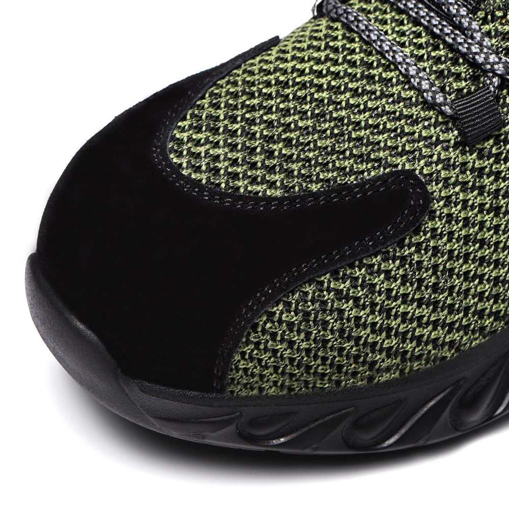 Steel Toe Indestructible Shoes Men Women Lightweight Puncture Resistant Breathable Safety Work Shoes Sneakers for Construction Working Green
