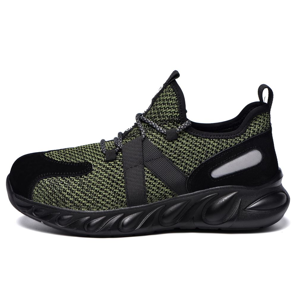 Steel Toe Indestructible Shoes Men Women Lightweight Puncture Resistant Breathable Safety Work Shoes Sneakers for Construction Working Green