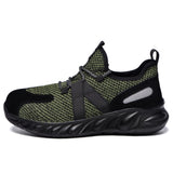 Steel Toe Indestructible Shoes Men Women Lightweight Puncture Resistant Breathable Safety Work Shoes Sneakers for Construction Working Green