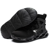 Sneakers for Men Women Lightweight Construction Safety Shoes Comfortable Puncture Proof Slip On Indestructible Steel Toe Work Shoes Black