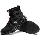 Sneakers for Men Women Lightweight Construction Safety Shoes Comfortable Puncture Proof Slip On Indestructible Steel Toe Work Shoes Black