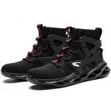 Sneakers for Men Women Lightweight Construction Safety Shoes Comfortable Puncture Proof Slip On Indestructible Steel Toe Work Shoes Black