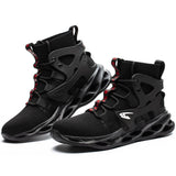 Sneakers for Men Women Lightweight Construction Safety Shoes Comfortable Puncture Proof Slip On Indestructible Steel Toe Work Shoes Black