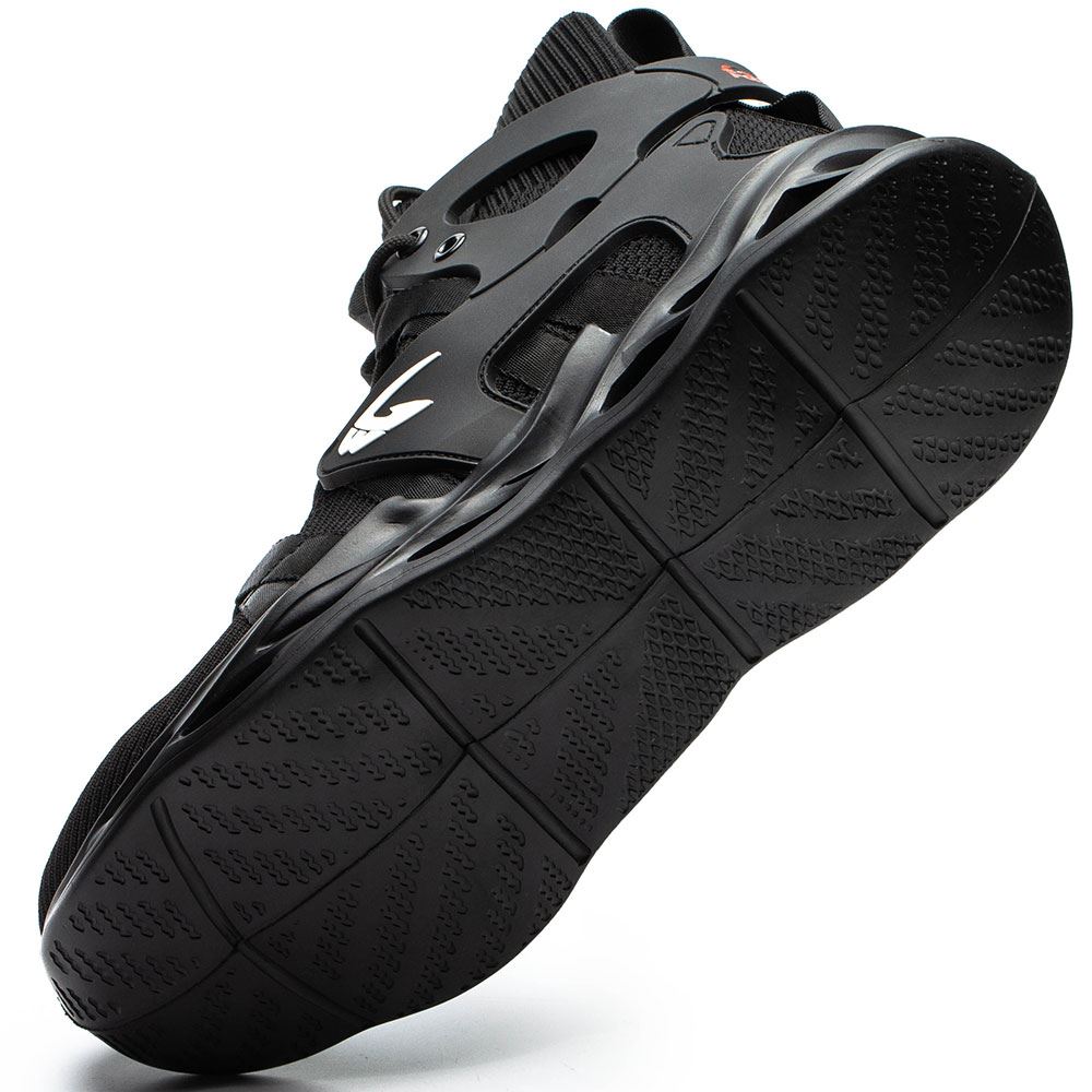 Sneakers for Men Women Lightweight Construction Safety Shoes Comfortable Puncture Proof Slip On Indestructible Steel Toe Work Shoes Black