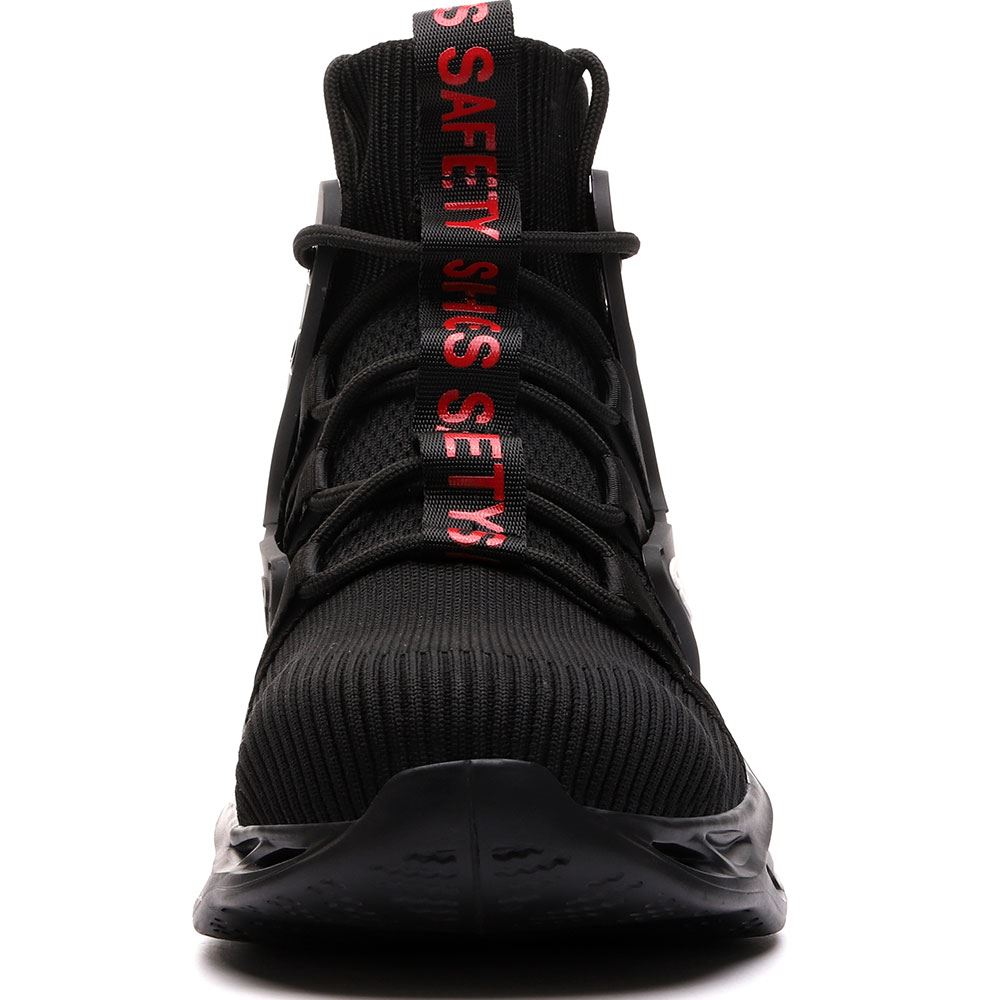 Sneakers for Men Women Lightweight Construction Safety Shoes Comfortable Puncture Proof Slip On Indestructible Steel Toe Work Shoes Black