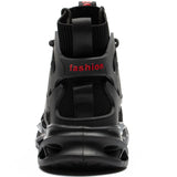 Sneakers for Men Women Lightweight Construction Safety Shoes Comfortable Puncture Proof Slip On Indestructible Steel Toe Work Shoes Black