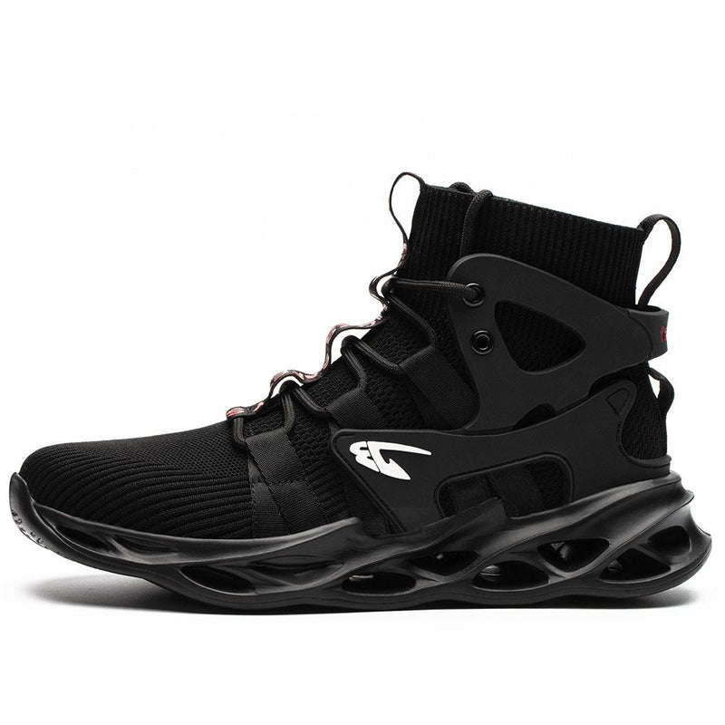 Sneakers for Men Women Lightweight Construction Safety Shoes Comfortable Puncture Proof Slip On Indestructible Steel Toe Work Shoes Black
