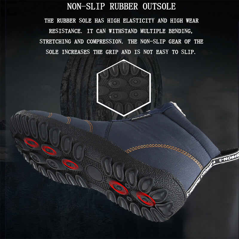 Winter Boots for Men Platform Cotton Warm Snow Boot Lace Up Waterproof Fur Lined Warm Anti-Slip Boot