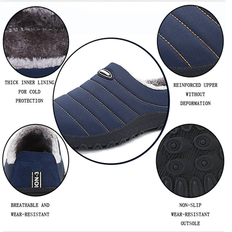 Men's Cozy Memory Foam  Suede Slippers with Fuzzy Plush Wool-Like Lining,  Indoor Outdoor Anti-Skid Rubber Sole