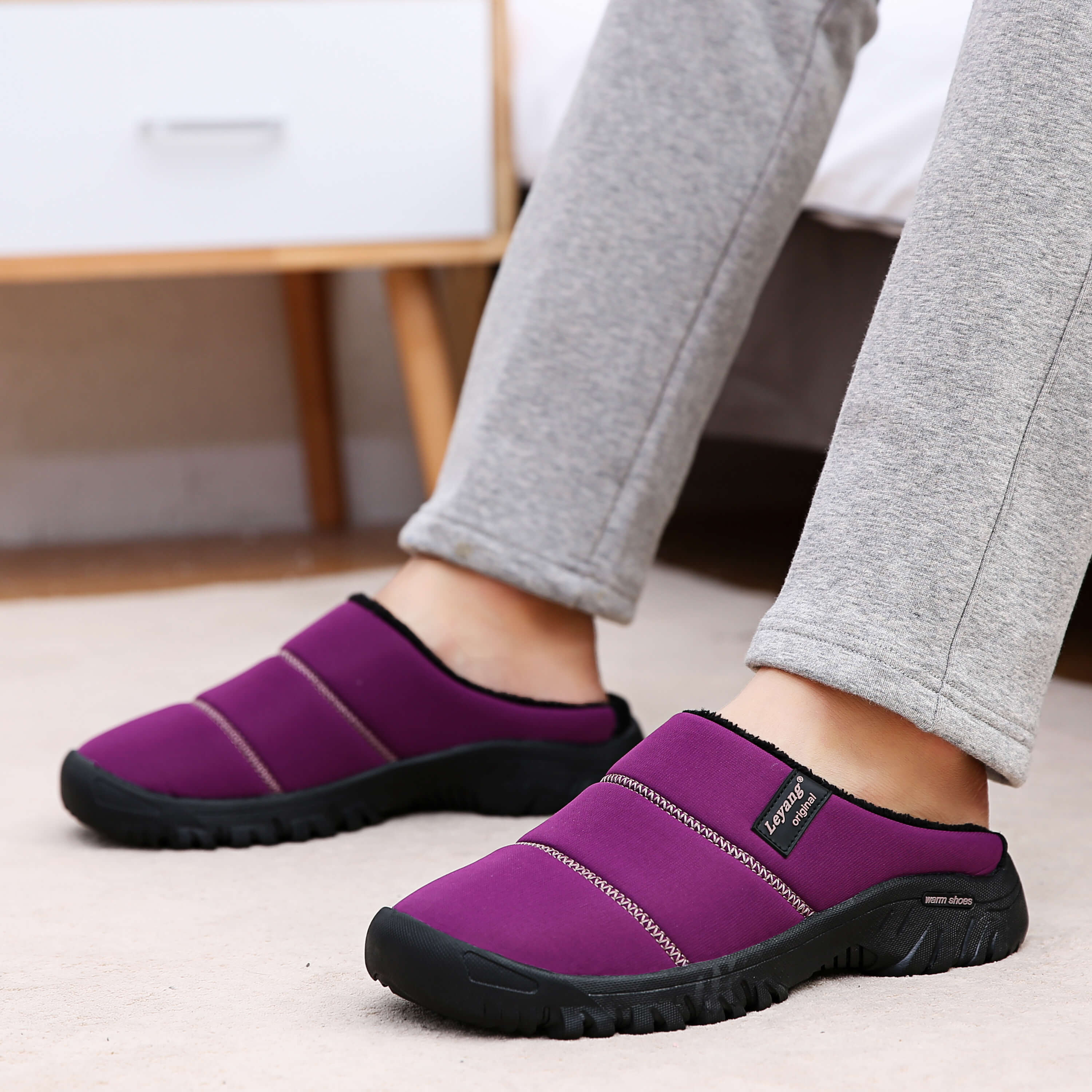 Unisex Men's and Women's Memory Foam Slippers Comfort Knitted Cotton-blend House Shoes Indoor & Outdoor