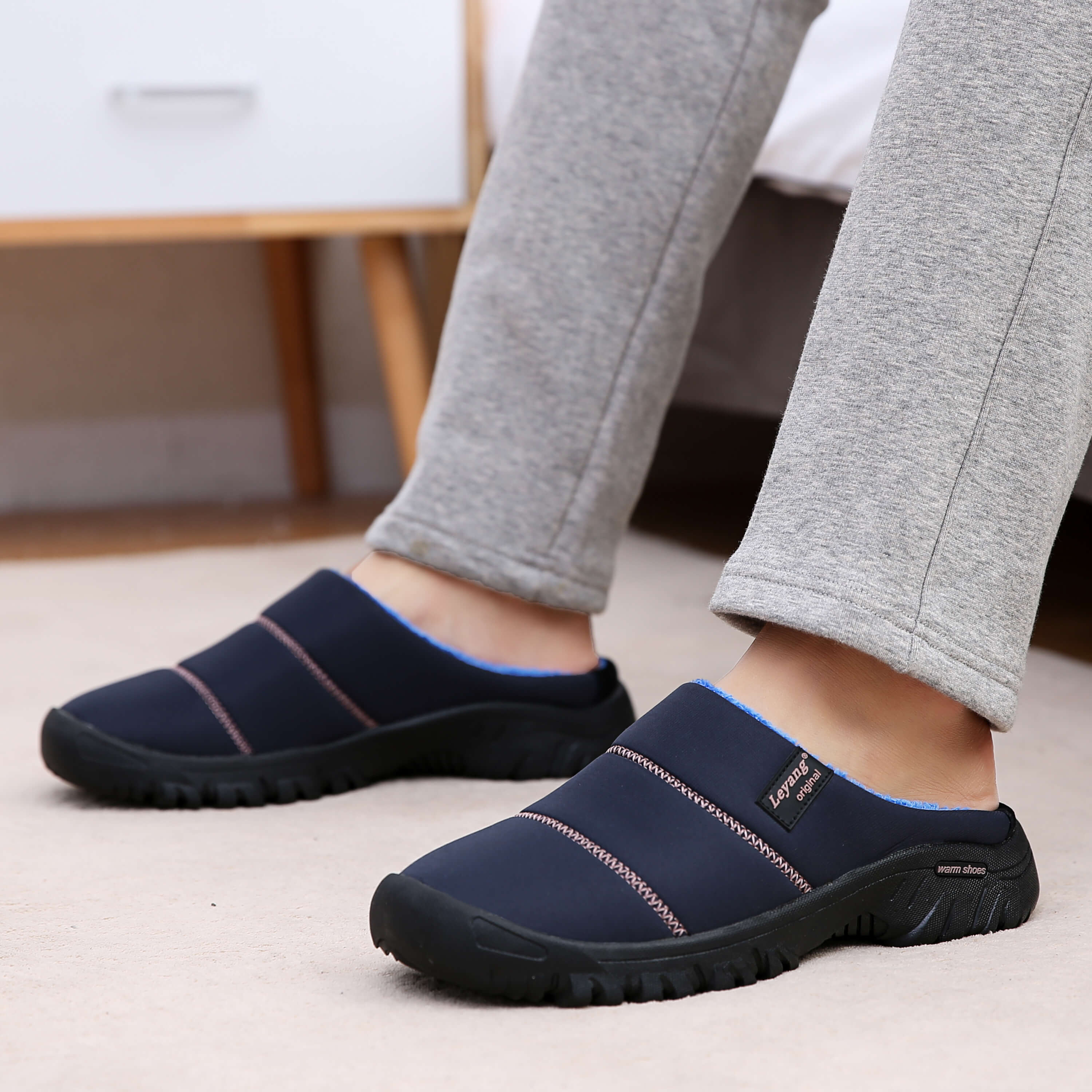 Unisex Men's and Women's Memory Foam Slippers Comfort Knitted Cotton-blend House Shoes Indoor & Outdoor