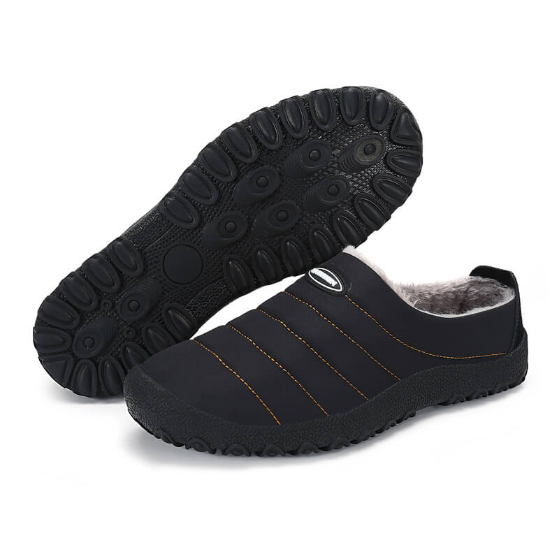 Men's Cozy Memory Foam  Suede Slippers with Fuzzy Plush Wool-Like Lining,  Indoor Outdoor Anti-Skid Rubber Sole