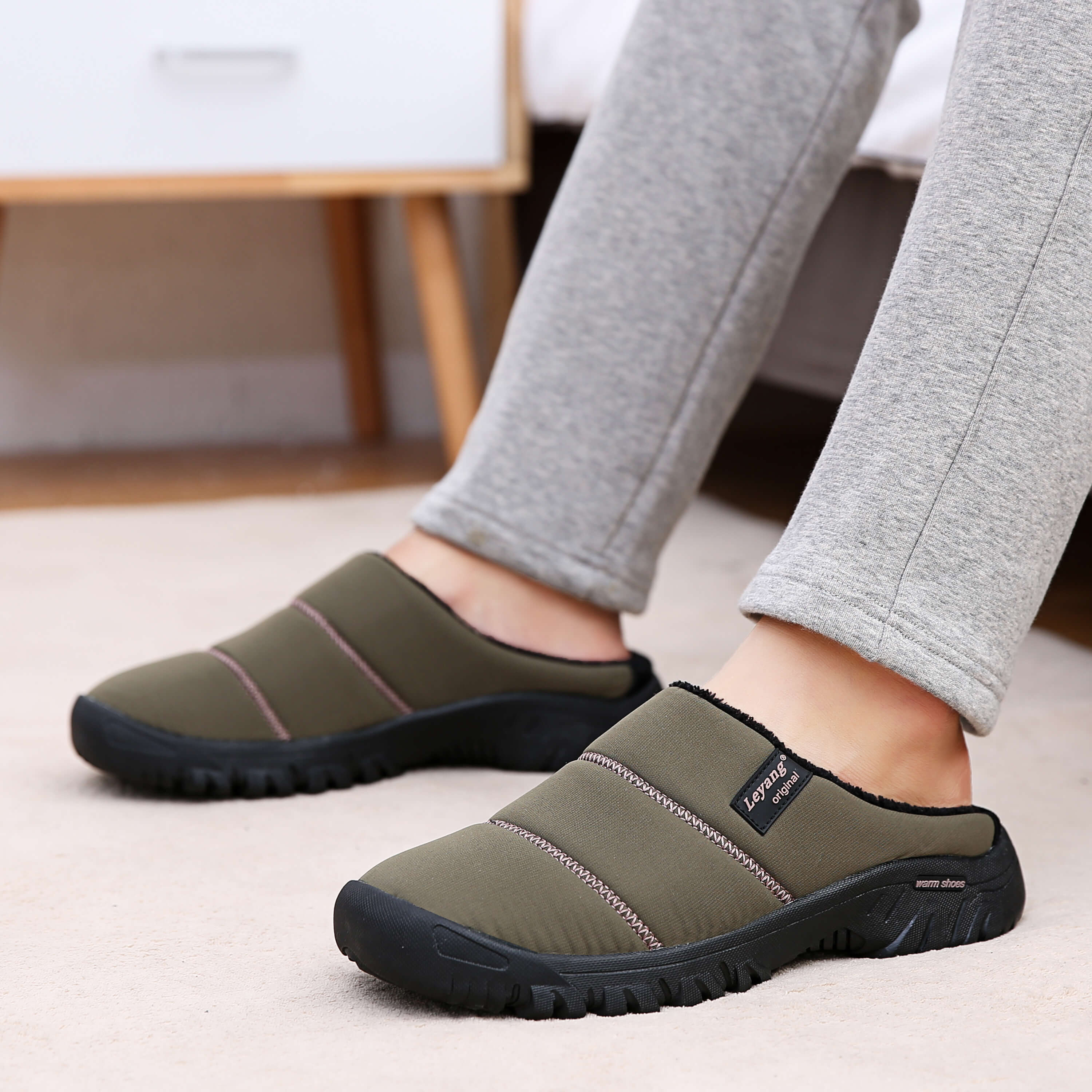 Unisex Men's and Women's Memory Foam Slippers Comfort Knitted Cotton-blend House Shoes Indoor & Outdoor