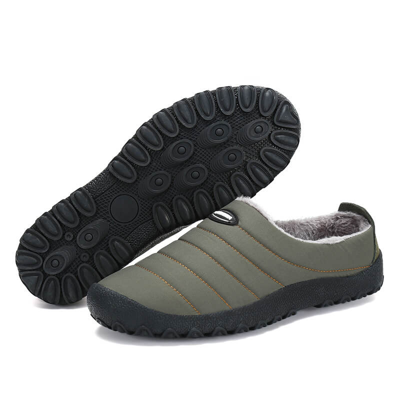 Men's Cozy Memory Foam  Suede Slippers with Fuzzy Plush Wool-Like Lining,  Indoor Outdoor Anti-Skid Rubber Sole