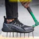 Zapatos con punta de acero para hombres y mujeres, ligeros, de seguridad para el trabajo, indestructibles, a prueba de perforaciones, antideslizantes, construcción compuesta, zapatillas deportivas