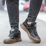 Zapatos con punta de acero para hombres y mujeres, zapatos de trabajo de seguridad antideslizantes, cómodos, a prueba de perforaciones, zapatillas indestructibles  - Negro / 5 Mujeres | 4.5-5 Hombres | EU36
