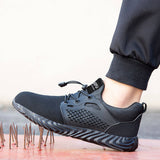 Steel Toe Shoes for Men Safety lightweight Work Women Indestructible Stylish Sneakers Puncture Proof Slip Resistant Construction - Black / 5.5 Women | 4 Men | EU36